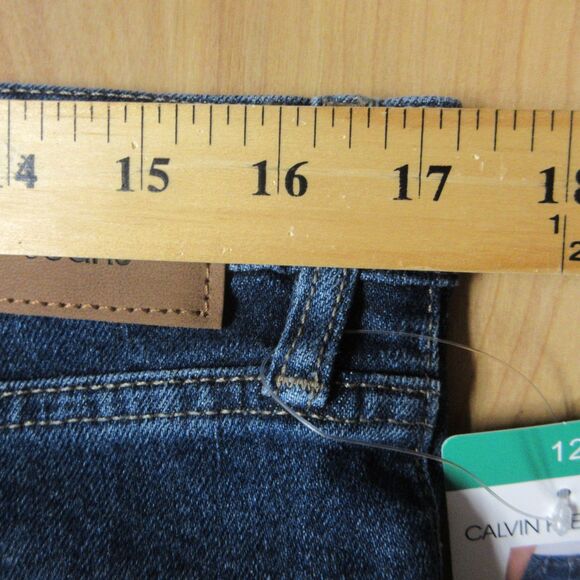 CALVIN KLEIN High Rise Straight Leg‎ Jeans Sz 12 Dark Blue Crop Ankle Denim NWT - Picture 14 of 14